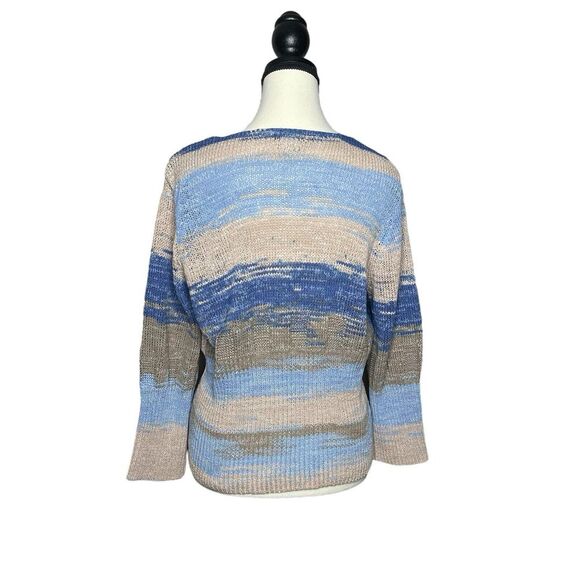 Orvis Cardigan Sweater‎ Women's L Wooden Buttons Cable Knit Patchwork Beachy - Picture 4 of 8